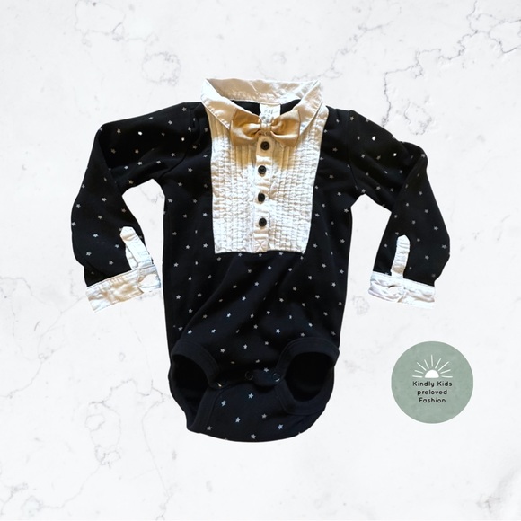 H&M | size 9-12m GUC tuxedo diaper onesie - Picture 1 of 3